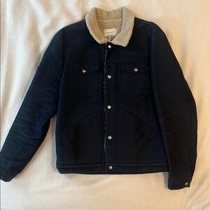Sandro Midnight Jacket with Soft Cream Collar